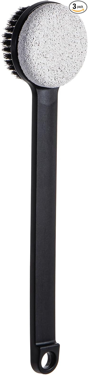 Pumice Stone for Feet and Shower Brush with Long Handle 14", Hard Skin Callus Remover, 2 in 1 Foot Scrubber Brush, Back Scrubber Body Brush for Shower Deep Cleansing and Exfoliating (Straight)