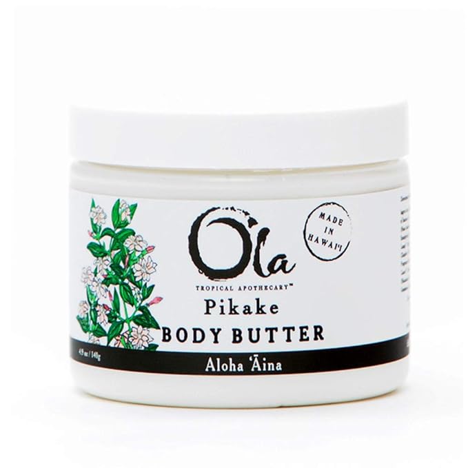 Pikake Body Butter - Nourishing Cream with Organic Coconut Oil, Macadamia Nut and Avocado Butter - Ideal for Dry Skin - 5.6oz