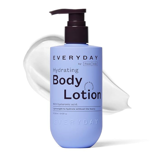 frank body Hydrating Body Lotion | Hydrates, Soothes & Moisturizes Dry Skin | Hyaluronic Acid, Aloe Vera & Glycerin | Lightweight | Cucumber & Waterlily Scent | Vegan & Cruelty Free | 250ml