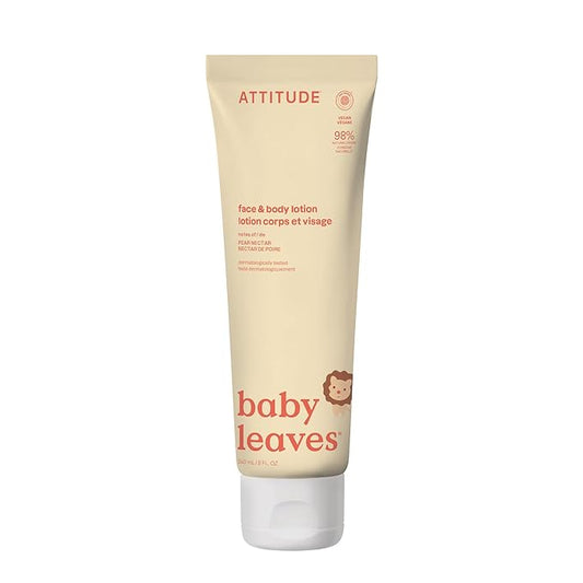 ATTITUDE Baby Lotion, EWG Verified Moisturizer, Dermatologically Tested Moisturizing Cream, Vegan and Cruelty-Free, Pear Nectar Scent, 8 Fl Oz