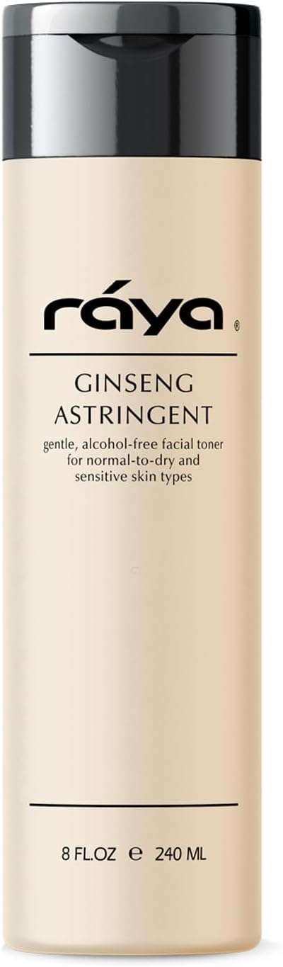 RAYA Ginseng Astringent with AHA 8 oz (G-205) | Gentle Glycolic Facial Toner for Dry and Sensitive Skin | Helps Tighten Pores, Smooth Complexion, and Reduce Fine Lines | Made with Alpha Hydroxy Acids