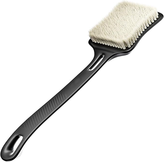Shower Brush - Upgraded Large Brush Head 3" Wide and 4.33" Bath Brushes with Soft Curved Long Handle Body Back Scrubber Body Brush Suitable for Wet or Dry, Women and Men
