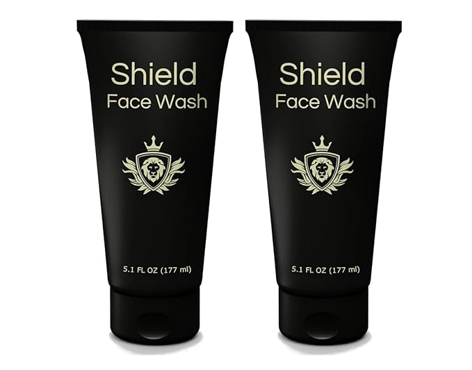 Shield Face Wash for Men and Boys, Deep Clean Gel Formula with Balancing Botanicals, Unscented, 5.1 oz, Pack of 2