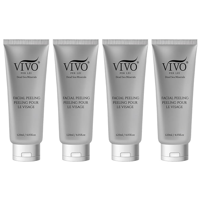 Vivo Per Lei Facial Peeling Gel - Helps Address Dead Skin Buildup - Gentle Exfoliating Gel for Rough, Dry, Sensitive or Mature Skin - Face and Body Scrub - Non Abrasive - 4.05 Fl. Oz. - Pack of 4