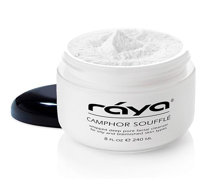 Raya Camphor Soufflé Facial Cleanser 8 oz (101) | pH Balanced Face Wash for Oily, Blemished, and Break-Out Skin | Helps Reduce White-Heads and Black-Heads and Clear Clogged Pores