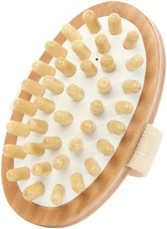 Dry Body Brush, Wooden Handheld Body Massager Brush - Natural Wood, Body Brush, Bath & Body Brushes Muscle Relax Sauna Spa Head Massage Brush
