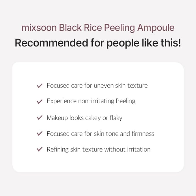 mixsoon Peeling Ampoule - Blackrice exfoliant, Gentle Exfoliating Serum for Smooth, Radiant Skin, Dead Skin Cells Remover 100ml / 3.38 fl.oz. Korean Glass Skin Care