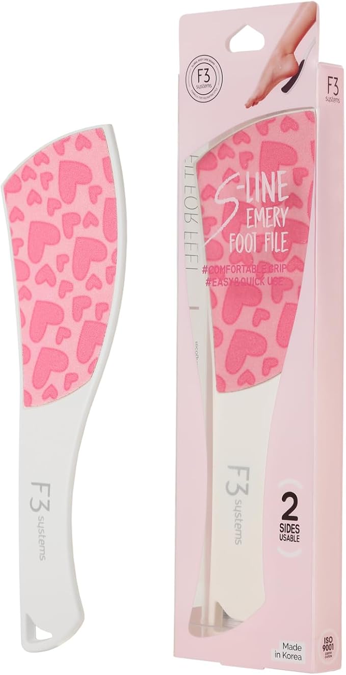 S-Line Emery Foot File(Pink Heart), Colossal Double-Sided Pedicure Tool, Effective for Cracked Heel, Ergonomic Design for Easy Grip