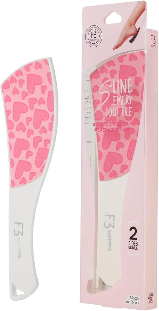 S-Line Emery Foot File(Pink Heart), Colossal Double-Sided Pedicure Tool, Effective for Cracked Heel, Ergonomic Design for Easy Grip