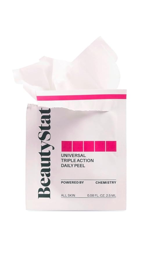 BeautyStat Triple Action One-Step Daily Exfoliating Peel Pad for Uneven Tone, Texture, Fine Lines, Enlarged Pores - Gentle Exfoliator Pad with AHAs, BHAs, Glucosamine to Brighten