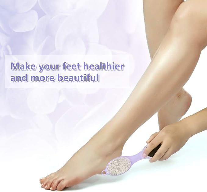 Pumice Stone Brush for Feet - 2 Pack Foot Brush Scrubber 4 in 1 Foot File Pedicure Paddle Kit for Foot Care (Lilac and Blue)