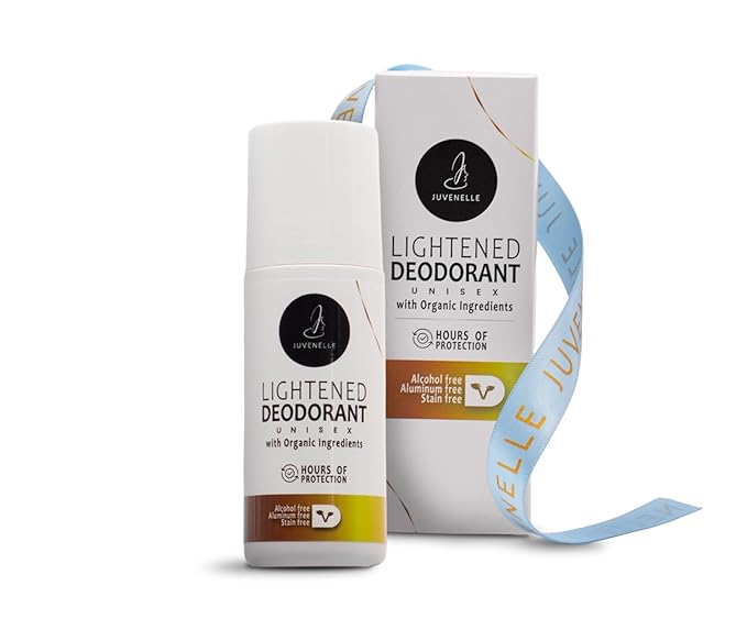 Lightened Natural Deodorant for Women & Men - Aluminum Free, Organic Ingredients, Skin-Brightening Formula - 24-Hour Odor Protection, Unisex, Alcohol-Free (75ml Roll-On)