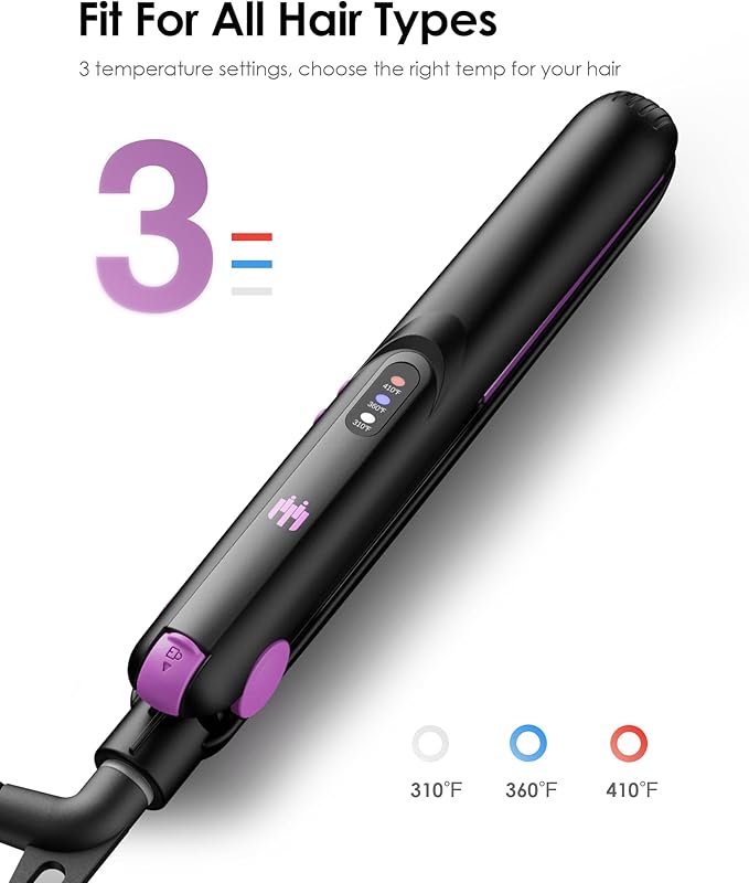 Mini Ceramic Flat Iron 0.7 Inch, Hair Straightener for Short Hair, Curls, Bangs - Adjustable Temperature, Portable Dual Voltage with Travel Pouch for Women, Men