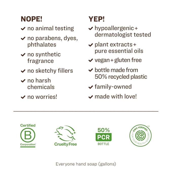 Everyone 3-in-1 Soap, Body Wash, Bubble Bath, Shampoo, 1 Gallon, Coconut and Lemon, made with Essential Oils for Men and Women