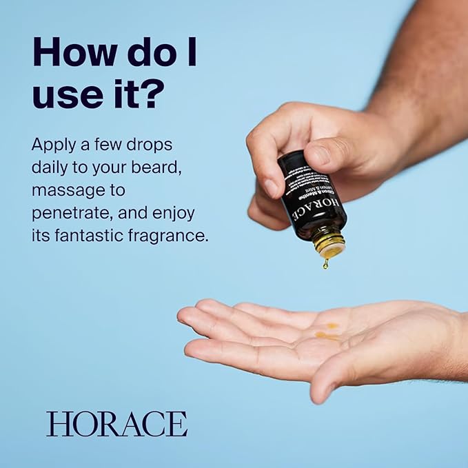 HORACE Patchouli & Cedar Beard Oil for Men - Conditioner with Argan Oil - Gentle Beard Care for All Skin Types - Woody, Aromatic Scent, 30 ml