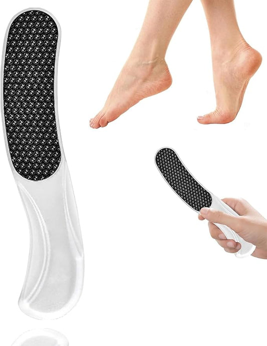 Nano Glass Foot File,Foot Callus Remover Hard Skin Remover for Feet with Handle Foot File Callus Remover with Nano-Level Grinding Points Durable Foot Scrubber Dead Skin Removal for Wet Dry (White)