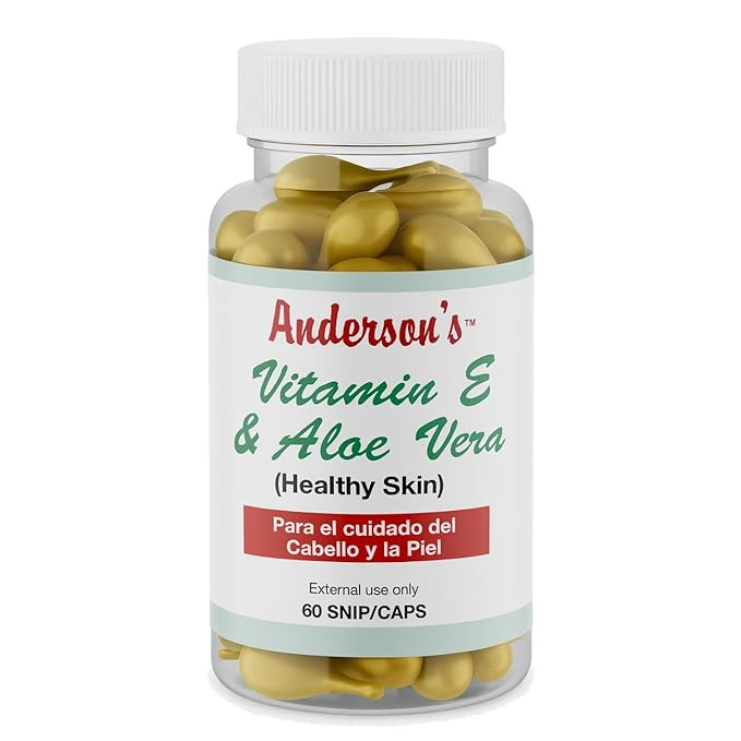 Anderson's Vitamin E & Aloe Vera Moisturizer Capsules – Anti-Aging Hydrating Cream for Face, Hands, & Body – Fast-Absorbing Lotion for Dry Skin, Fine Lines, & Dark Spots – 60 Travel-Friendly Capsules