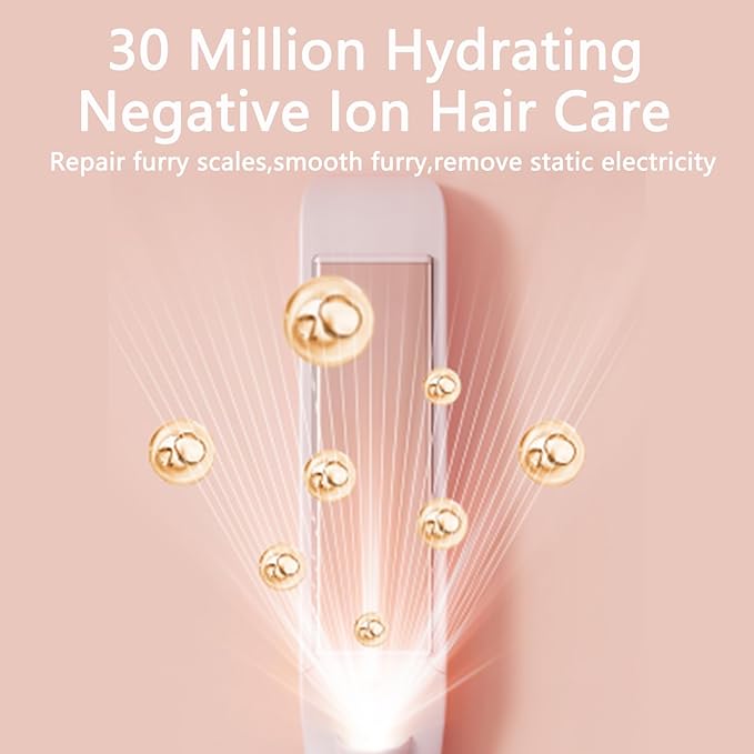 2-in-1 Hair Straightener & Curler Iron with LCD Display, 4 Temp Settings, 30s Fast Heat Up Hair Iron for Hard,Soft & Damaged Hair- Professional Styling Tools for Women (Pink)