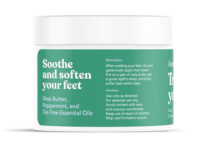 ASUTRA Treat your Feet Foot Cream, 3.4 oz - Rich Lotion with Shea Butter for Dry, Cracked Feet, Peppermint & Tea Tree Essential Oils