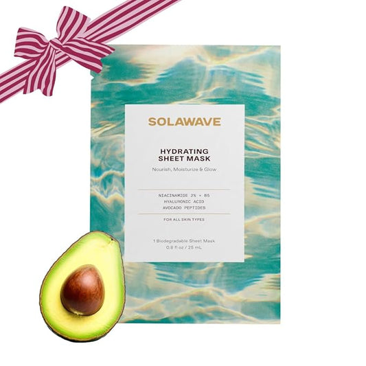 Solawave Hydrating Sheet Mask, Anti Aging Face Mask with Niacinamide, Hydrating Face Mask with Hyaluronic Acid, Moisturizing Face Masks (1 Pack)
