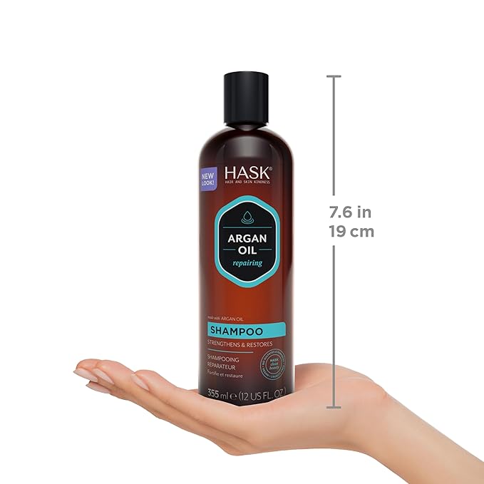 HASK Argan Oil Repairing Shampoo + Conditioner Set | Color Safe, Sulfate-Free, Paraben-Free, Gluten-Free, Cruelty-Free, For All Hair Types | 12oz each