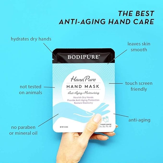 HandPure Hand Repair & Anti-Aging Hand Mask – 20-Minute Moisturizing Gloves for Dry, Cracked Hands, Softens Cuticles, Paraben-Free, With Natural Botanical Ingredients (6 Packs)