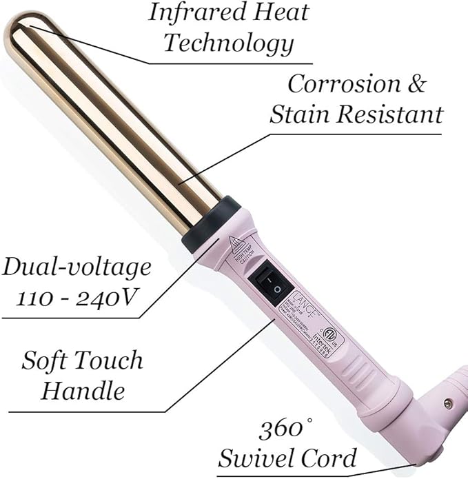 L'ANGE HAIR Ondulé 32 MM Titanium Curling Wand | Professional Hot Tools Curling Iron 1.25 Inch | Salon Hair Styling Wands for Beach Waves | Best Hair Curler Wand for Frizz-Free, Lasting Curls
