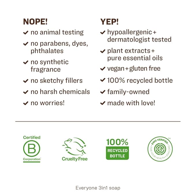 Everyone 3-in-1 Soap Body Wash, Bubble Bath, Shampoo, Travel Size, 2 Ounce (Pack of 12), Vanilla and Lavender, made with Essential Oils for Men and Women