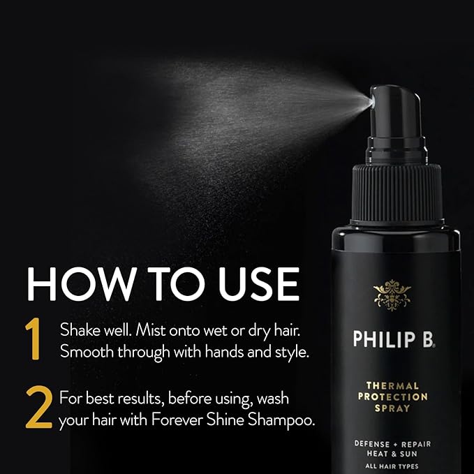 PHILIP B Thermal Protection Spray 2 oz. (60 ml) | Plump, Shine & Protect Hair from Heated Hair Tools