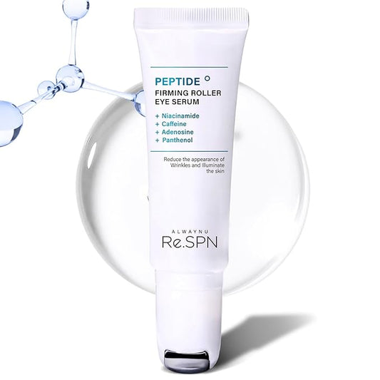 Re.SPN Peptide Firming Roller Eye Serum – For Puffy Eyes, Wrinkles & Dark Circles, Cooling Gua Sha Metal Applicator with Niacinamide, Vegan K-Beauty (0.67 fl oz)