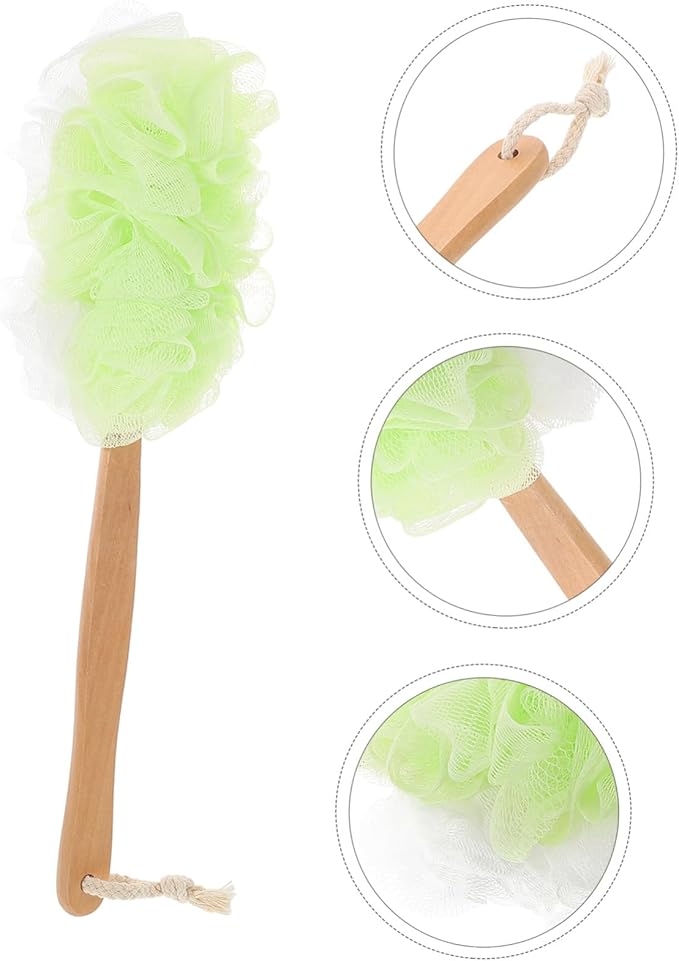 Beaupretty Wooden Handle Bath Brush for Shower with Long Handle Soft Bristles Exfoliating Body Brush for Back and Full Body Bathing Care