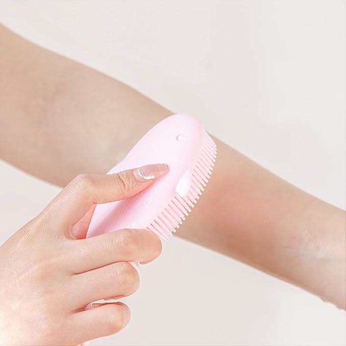 Premium Sensory Brushes for Kids or Autism,Soft Silicone Body Scrubber,2 in 1 Sensory Room Occupational Therapy,Silicone Loofah,Pets Shower Brush Bath Brush Shampoo Brush(Whale-Pink)
