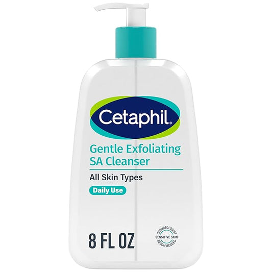 Cetaphil Gentle Exfoliating SA Cleanser, Foaming Gel Cleanser for All Skin Types, 8 Oz Pump Bottle, Salicylic Acid, Mandelic Acid & Gluconolactone, Gently Exfoliates, Dermatologist Recommended Brand