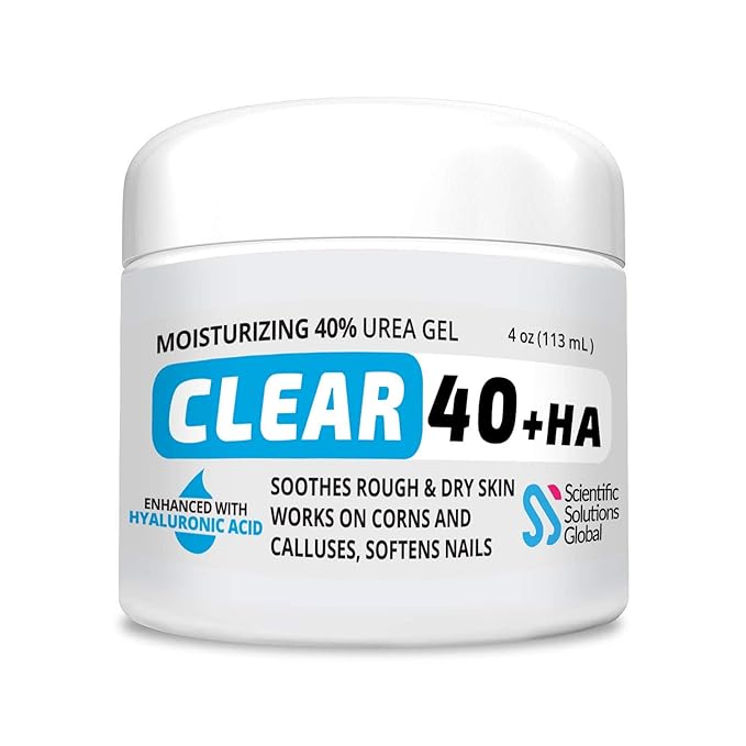 Urea 40% + 1% Hyaluronic Acid (4oz) | Softens Cracked Heels & Dry Skin Urea Cream 40 Percent for Feet Maximum Strength - Infused w/ Tea Tree & Coconut Oil | Callus & Corn Treatment | Made in USA