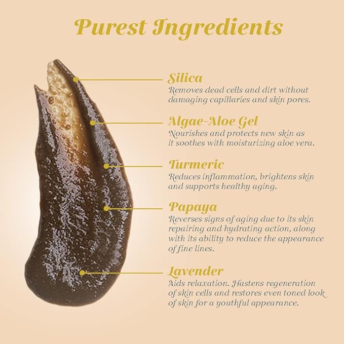 Shankara Exfoliating Face Scrub For Women & Men with Algae-Aloe Gel, Turmeric, Lavender & Papaya - Perfect Face Exfoliator For Purifying Skin, Dead Skin Scars & Rejuvenating Skin (15 ml)