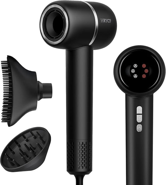 Hair Dryer with Smoothing Comb, 160000RPM High Speed Blow Dryer, Negative Ionic Hair Care, Fast Drying and Less Heat Damage, Thermo-Control Low Noise & Portable with Diffuser, Black