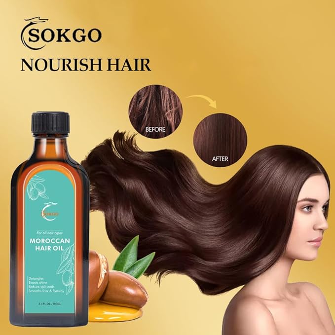 Moroccan Argan Treatment Oil for Luxurious Hair Care and Repair, Extra Strength Treatment for Split Ends, Frizzy Hair and Flyaways