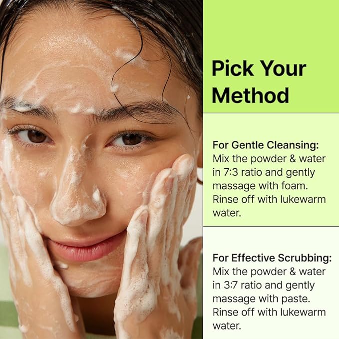 BY WISHTREND Green Tea & Enzyme Powder Wash, Gentle Cleanser for Oily & Sensitive Skin, Removes Impurities, Refine Texture, Deep Face Clean, 3.88 Oz