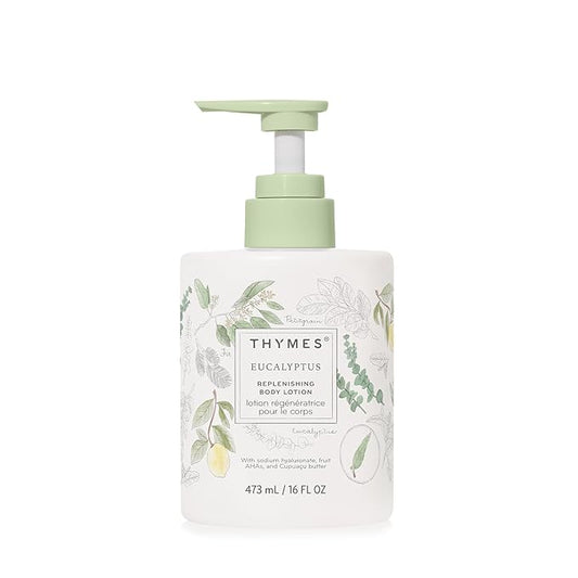 Thymes Large Replenishing Body Lotion - Moisturizing Body Lotion for Dry Skin - Scented with Notes of Eucalyptus Oil, Lemon, Petitgrain, Bergamot, Lemongrass, & Lush Fir (Eucalyptus, 16 fl oz)