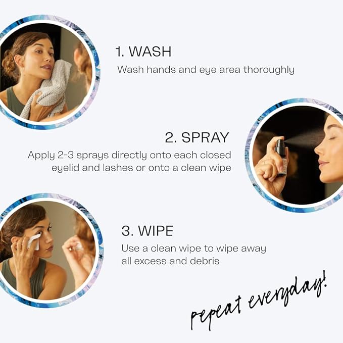 Avenova Eyelid and Eyelash Cleanser Spray - 20ml Bottle, 3-Pack - Gentle Everyday Pure Hypochlorous Acid Spray for Eye Irritation