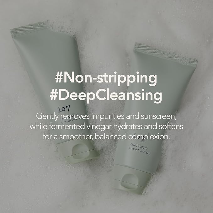 107 Gentle Gel Cleanser, Low pH, Non-Stripping Cleanser for Sensitive Skin, Enriched with Antioxidant & Calming Ingredients, Korean Beauty (4.0 fl oz)