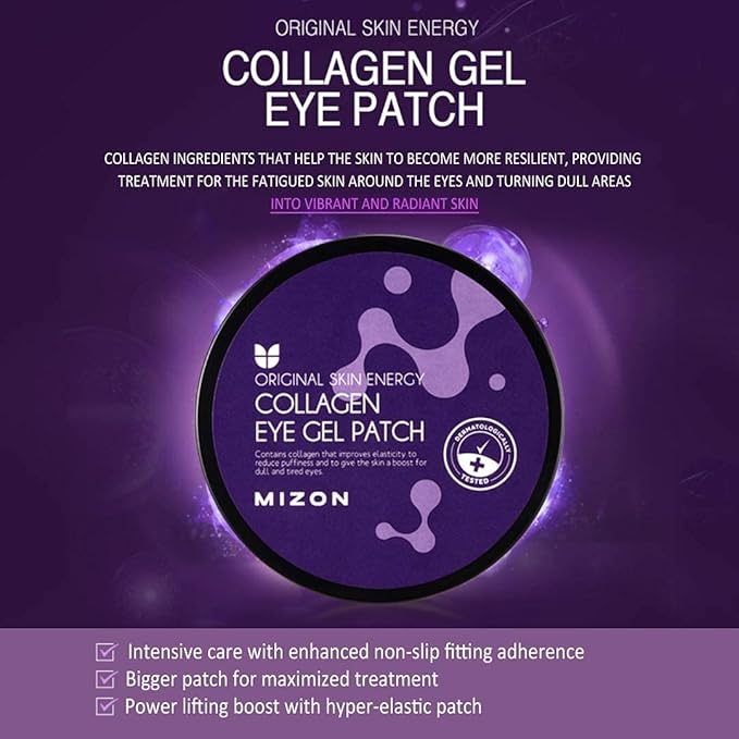 MIZON Marine Collagen Eye Gel Patch with Hydrolyzed Collagen, Caviar, and Chamomile for Firming, Nourishment, and Wrinkle Care- Korean Eye Mask– 60pcs – Stocking Stuffers