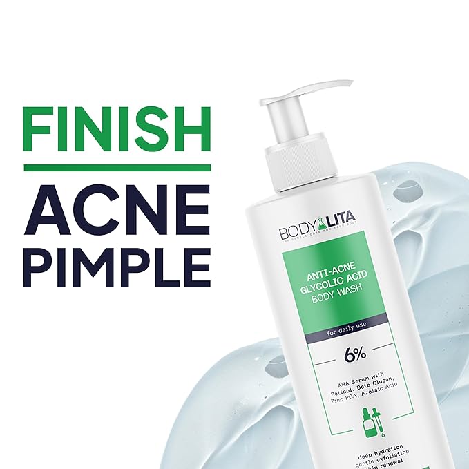 Anti Acne Glycolic Acid Body Wash for Acne Prone Skin, Helps Improve Skin Texture with Salicylic and Azelaic Acid, 5.07 Fl Oz (6)