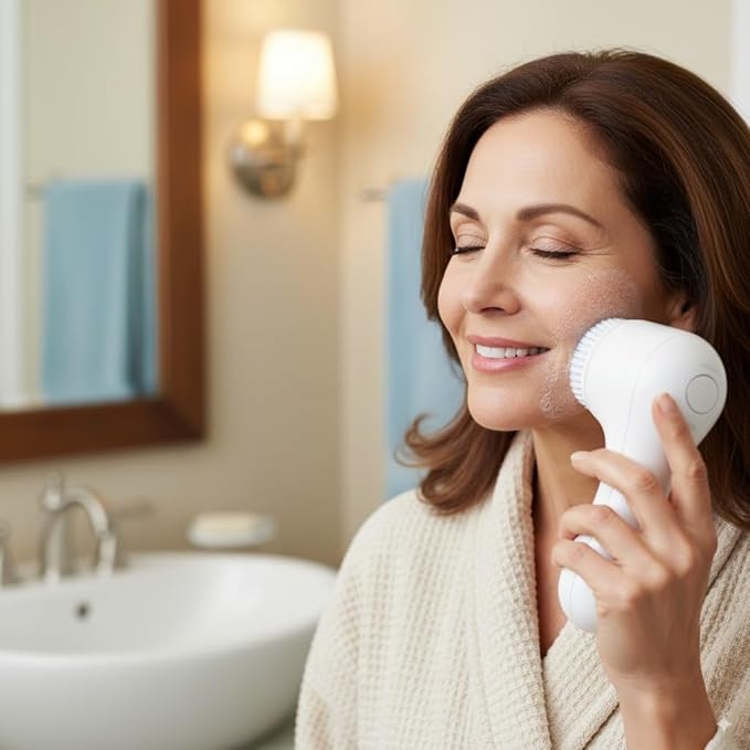 Microtree Electric Facial Cleansing Brush, Sonic Vibrating Rechargeable Face Scrubber Exfoliator, 2 Speeds for Gentle Clean, Face Brushes for Cleansing, Waterproof Face Wash Brush