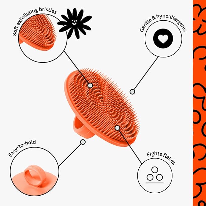 Boie USA Face Scrubber - Handheld Facial Tool - Softer Than Silicone Face Brush, Hypoallergenic, Gentle Exfoliation for Sensitive Skin. BPA- & Latex-Free, Made in The USA & Easy to Clean (Orange)