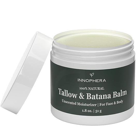 Beef Tallow Balm for Skin Care ‒ With Batana Oil from Honduras ‒ 100% Natural Moisturizer for Sensitive Skin, Face, and Body ‒ Unscented ‒ 1.8 oz.