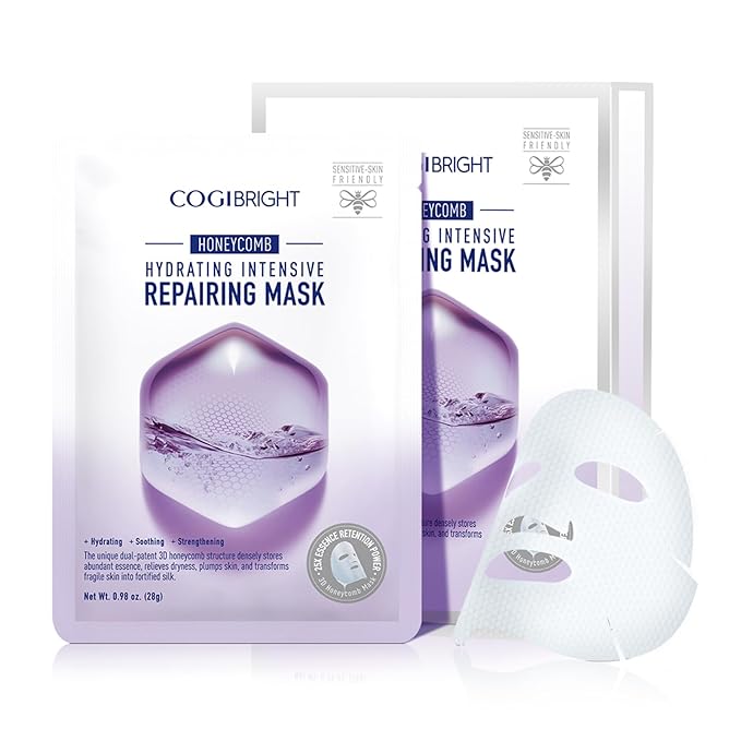 Facial Mask Sheet, Hydrating & Soothing Sheet Mask, Moisturizing Strengthening Skin Care Mask Sheets for Dry Skin & Sensitive Skin, Suitable for All Skin Types, 6 Sheets