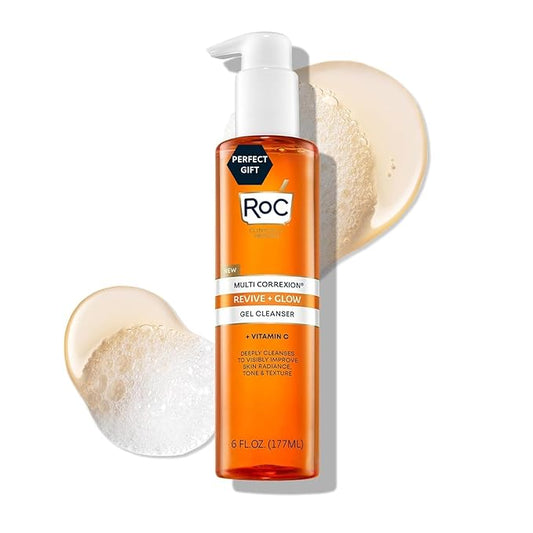 RoC Multi Correxion Revive + Glow Gel Vitamin C Cleanser, Face Wash, Facial Cleanser with Glycolic Acid, Paraben-Free, Sulfate-Free Skin Care - 6 Ounces