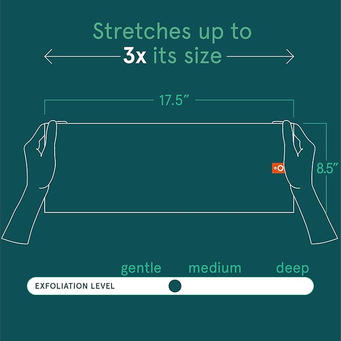 Cleanlogic Body Exfoliating Cloth, Stretchy Organic Sustainable Cotton Exfoliator Bath and Shower Washcloths, Reusable Daily Skincare Tool, 3 Count