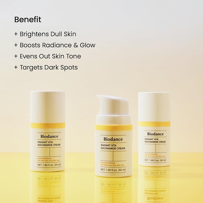 BIODANCE Radiant Vita Niacinamide Cream, Brightening, Dark Spot Correcting Facial Moisturizer, Korean Skincare, Stocking stuffers for teen girls | 1.69 fl.oz, 50ml